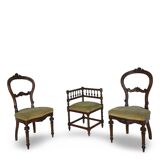 2 chaises et 1 chaise de coin italiennes, années 1950
