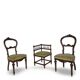 2 chaises et 1 chaise de coin italiennes, années 1950