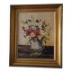 Vintage still life of a country bouquet signed J Dubois with a golden frame.
