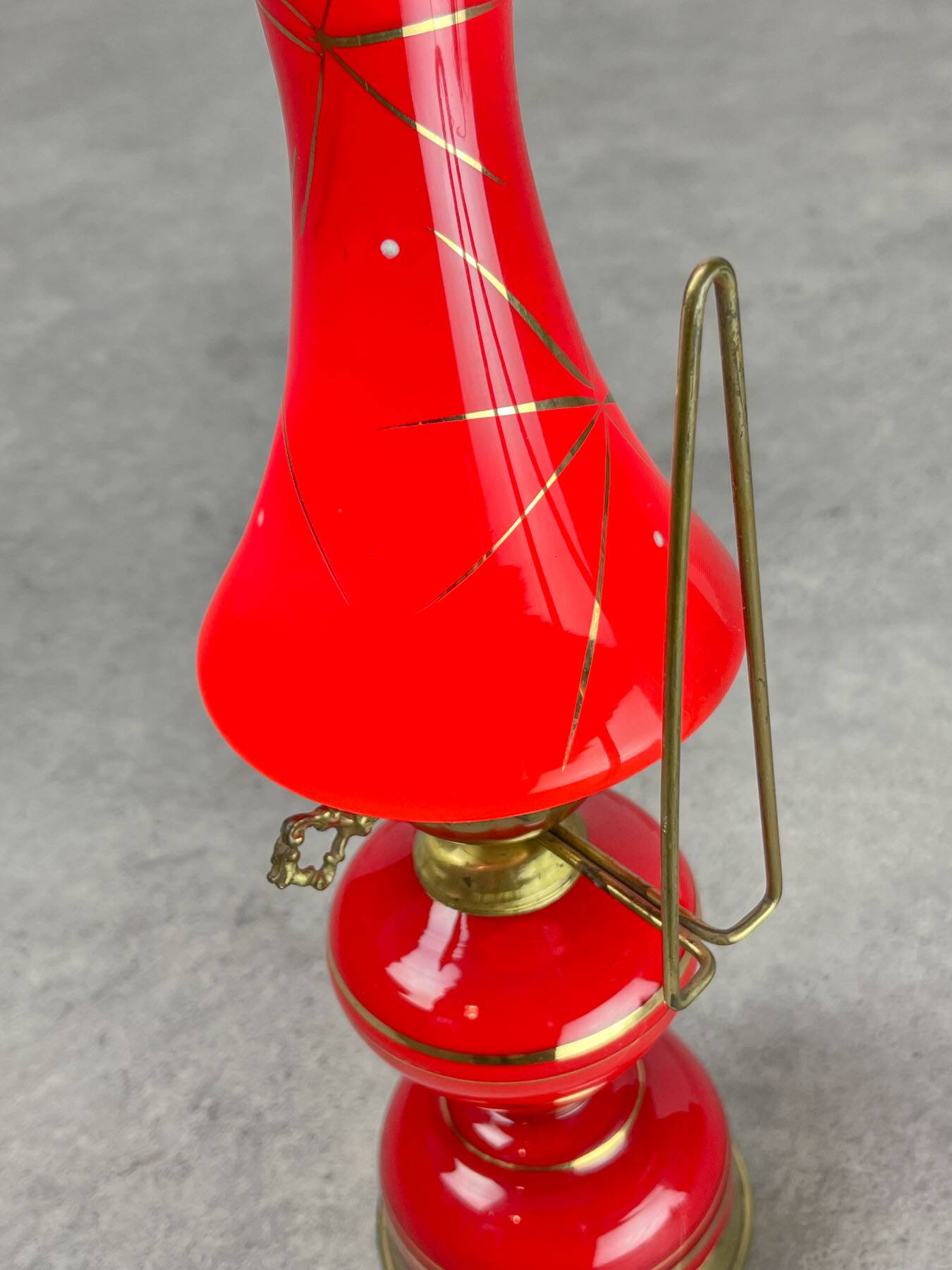 Mid-century Italian Red Glass and Brass Table / Wall Lamp