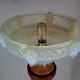 Antique opalescent glass and wood lamp, attributed to Ezan, 61 cm, C786