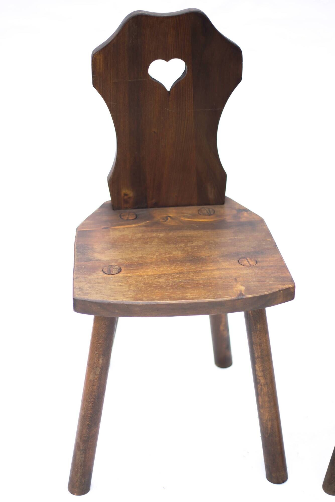 Set of 3 vintage brutalist mountain chairs, wooden chair, chalet