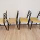 Lot de 4 chaises de salle à manger vintage en bois : similicuir beige, style rétro du milieu du siècle