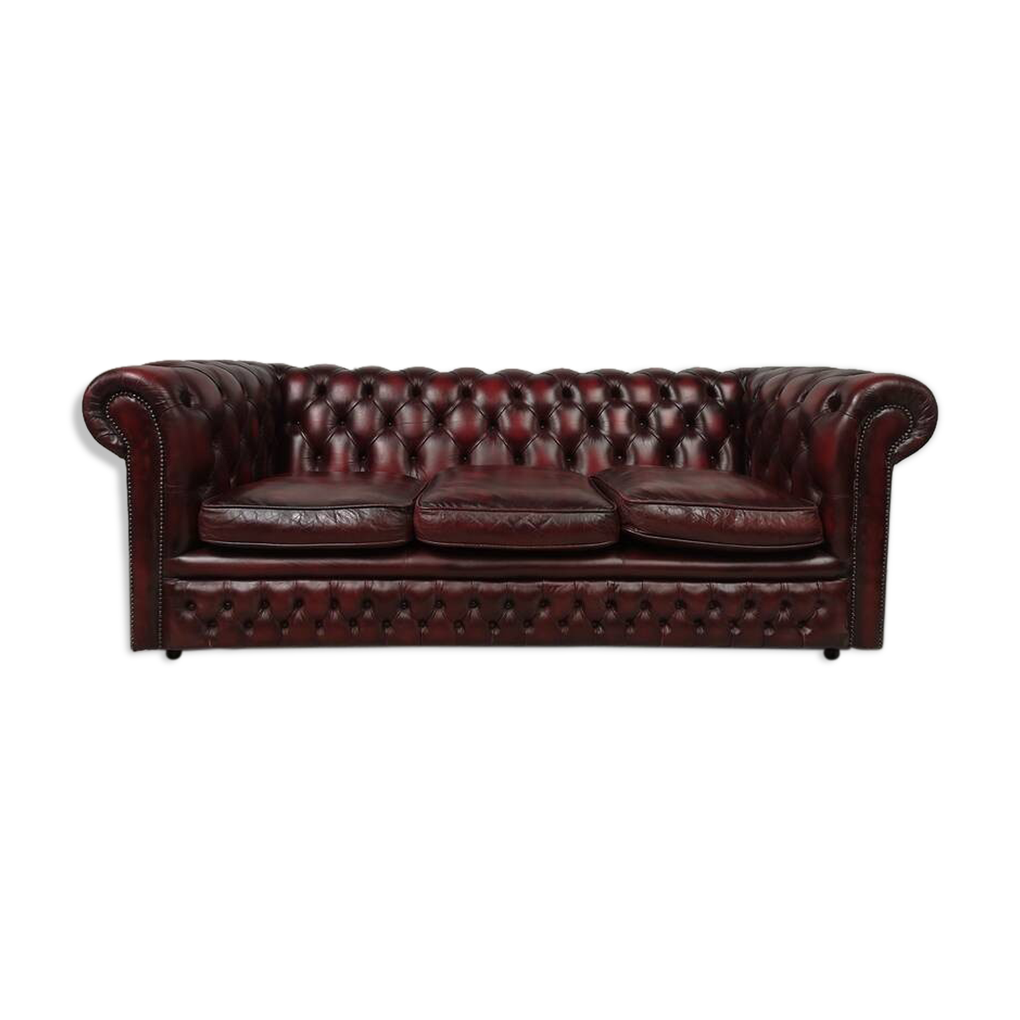 Chesterfield leather sofa burgundy English style