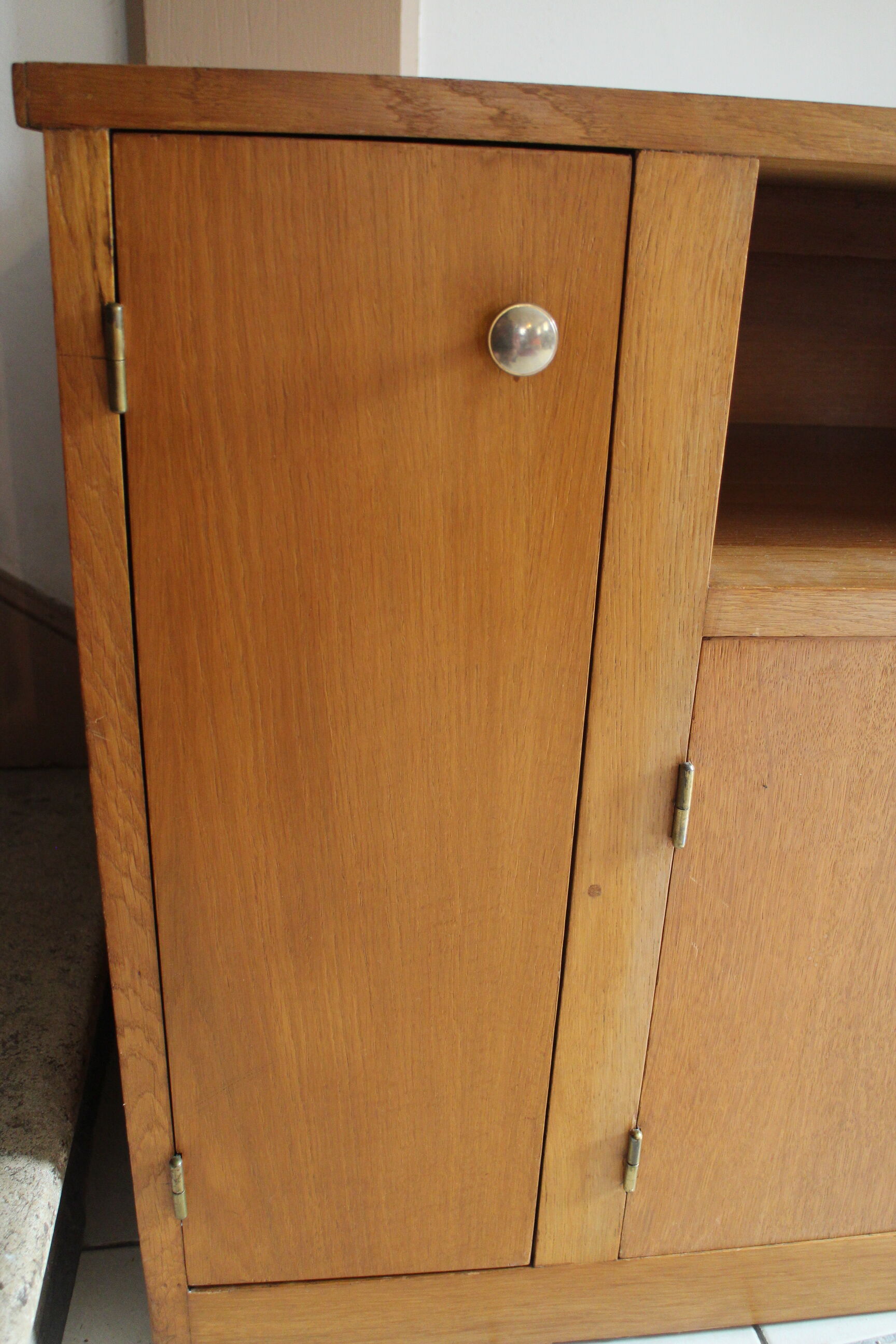 Asymmetrical chest of drawers light oak 1950