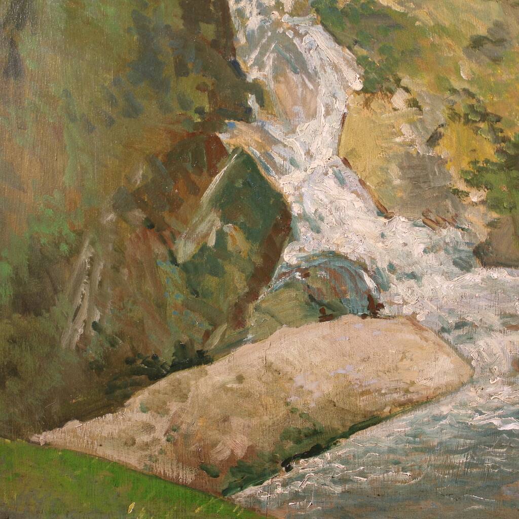 Italian signed landscape painting from 20th century