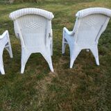 Set of vintage f rattan chairs