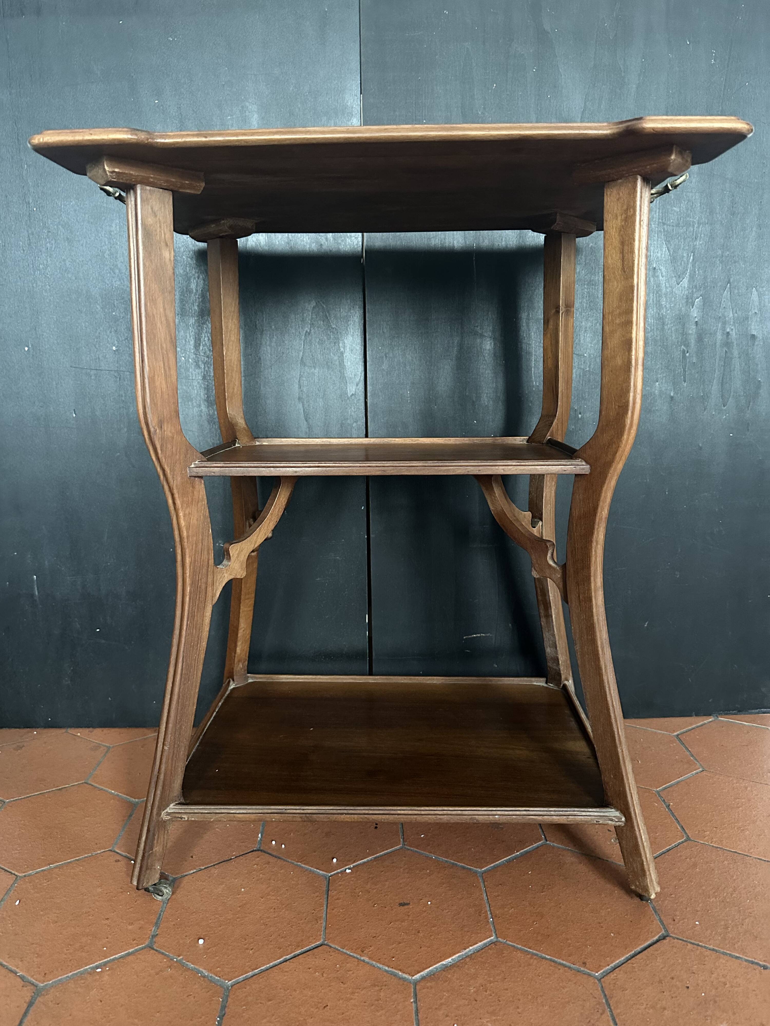 Walnut wheeled dessert trolley, circa 1900