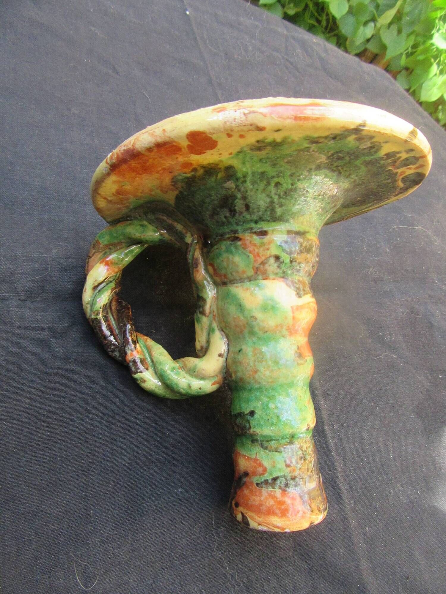 Small lamp base or candle holder in glazed earthenware, Bernard CLUNY pottery