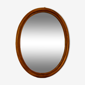 Oval bamboo mirror