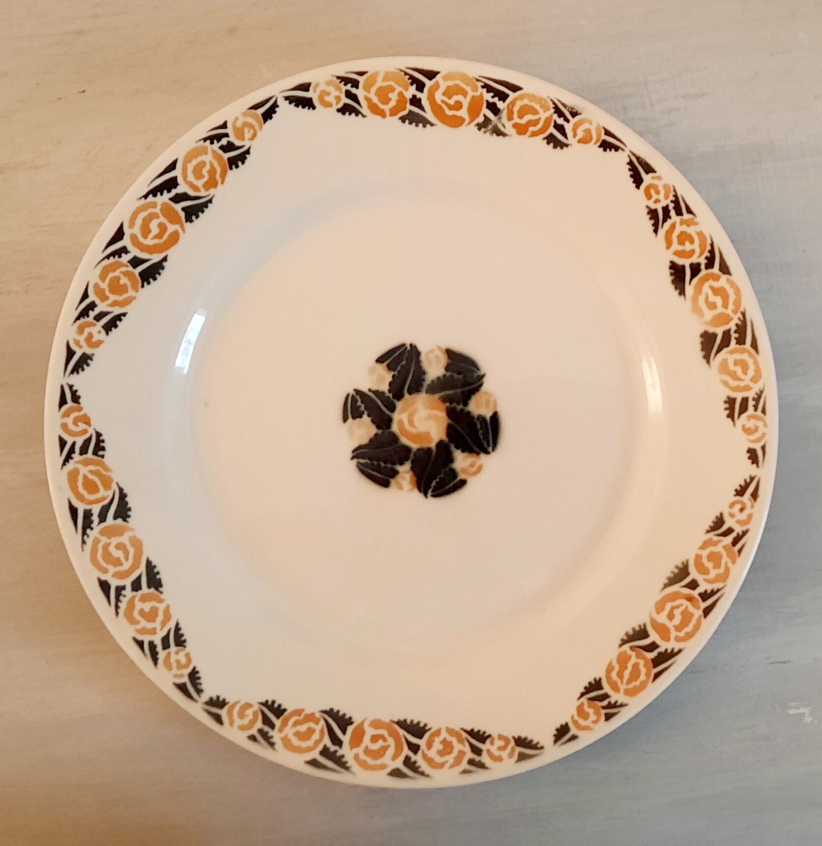 Flat earthenware plates old Badonviller model rosette vintage