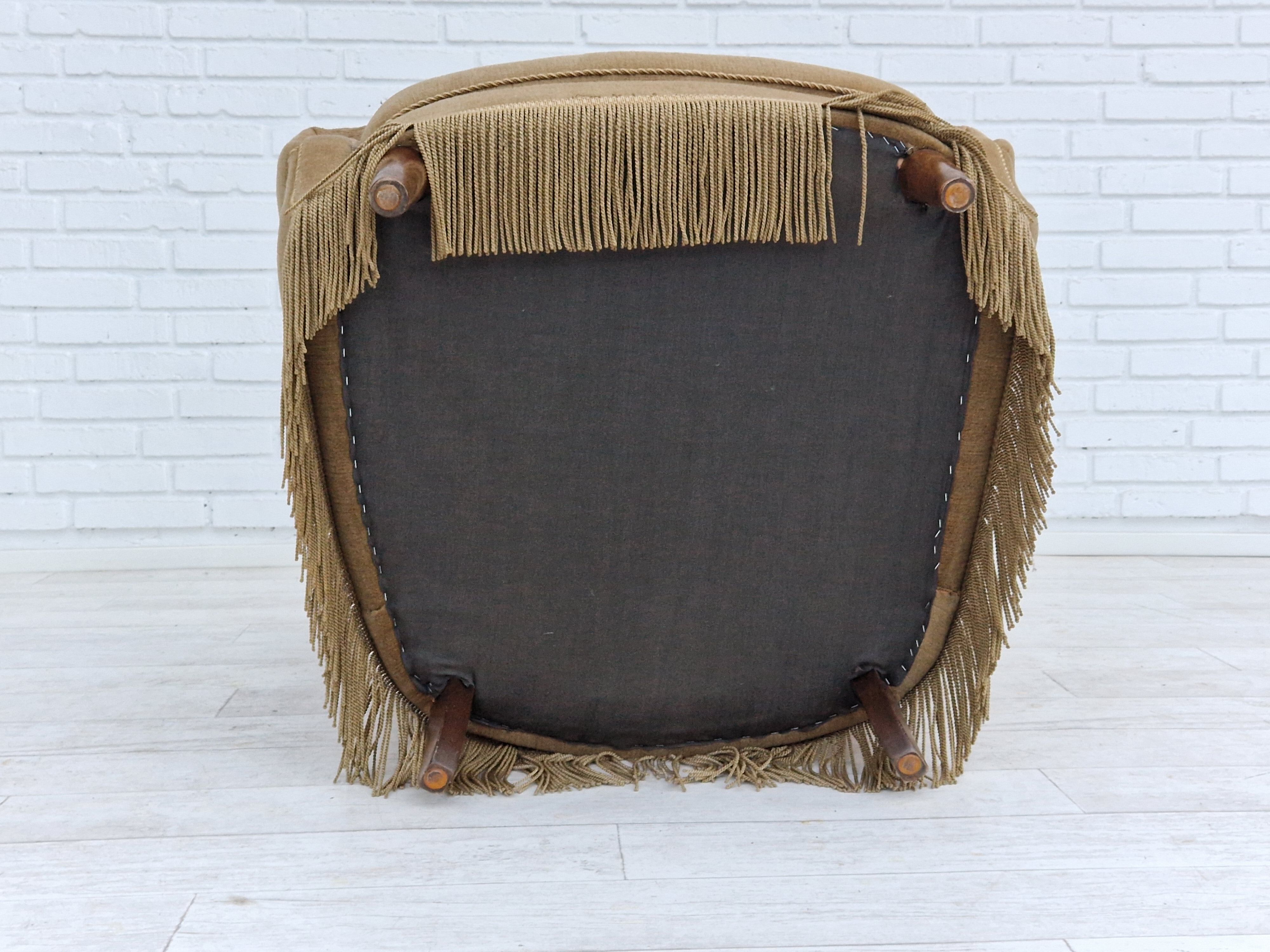 1970s, Danish design, velour chair, original condition, beech wood