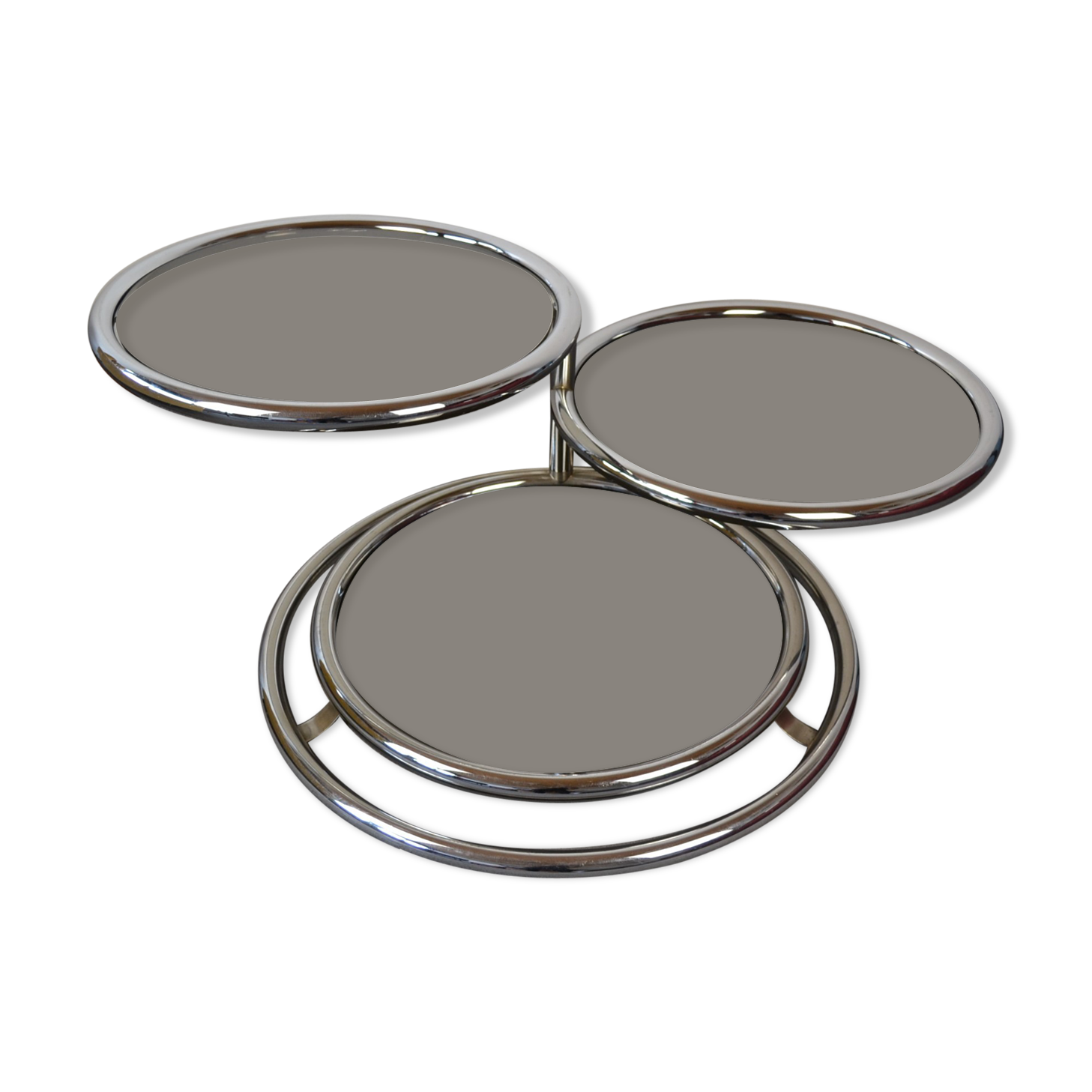 Vintage coffee table with 70s swivel trays