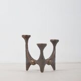 Brutalist candlestick in bronze by Michael Harjes, 1960s
