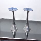 Pair of floral brutalist candlesticks by david marshall, 1980, spain