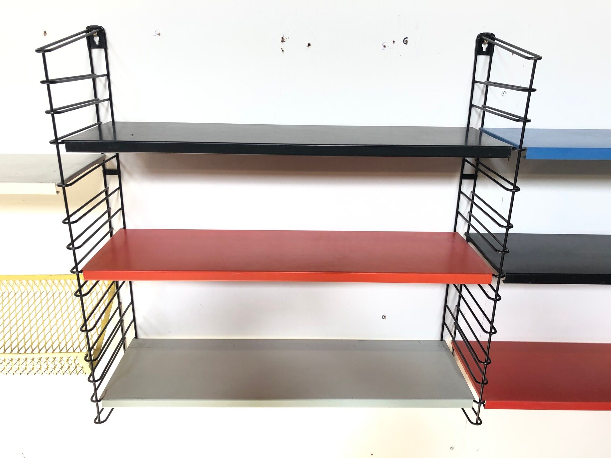 Vintage D. Dekker for Tomado Holland - Wall shelf with metal shelves
