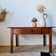 Old farmhouse coffee table in walnut with drawer - L82cm