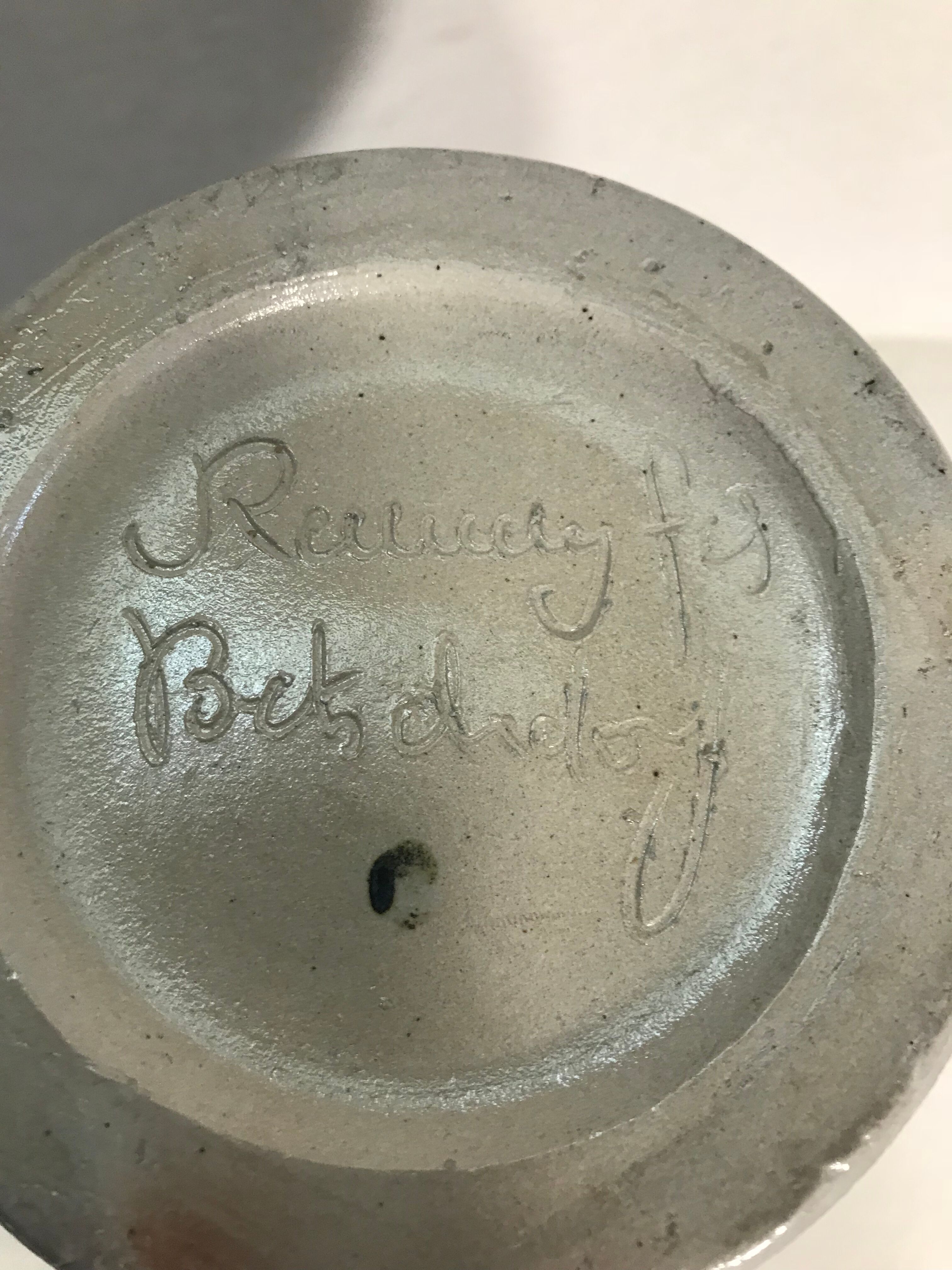 Former Alsace Betschdorf  Decoration Vintage blue stoneware Vase