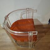 Set of 6 Acrylic and Chrome Chairs, Italy, 1970s