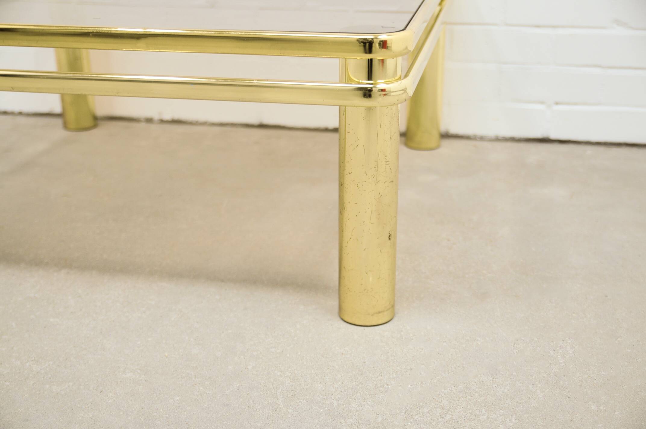 vintage brass coffee table smoked glass