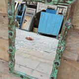 Old Art Deco mirror in Burmese teak