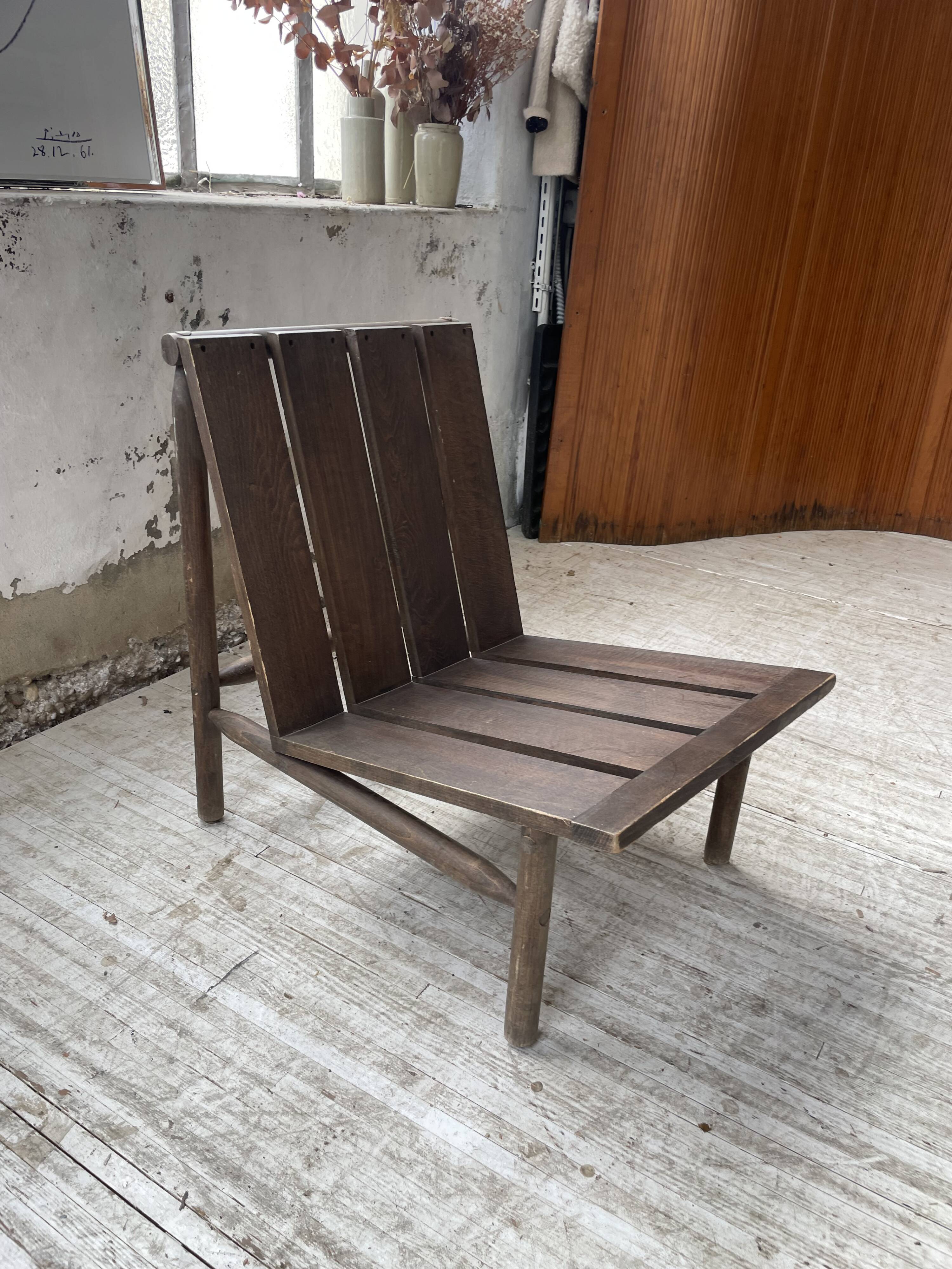 Modernist oak armchair