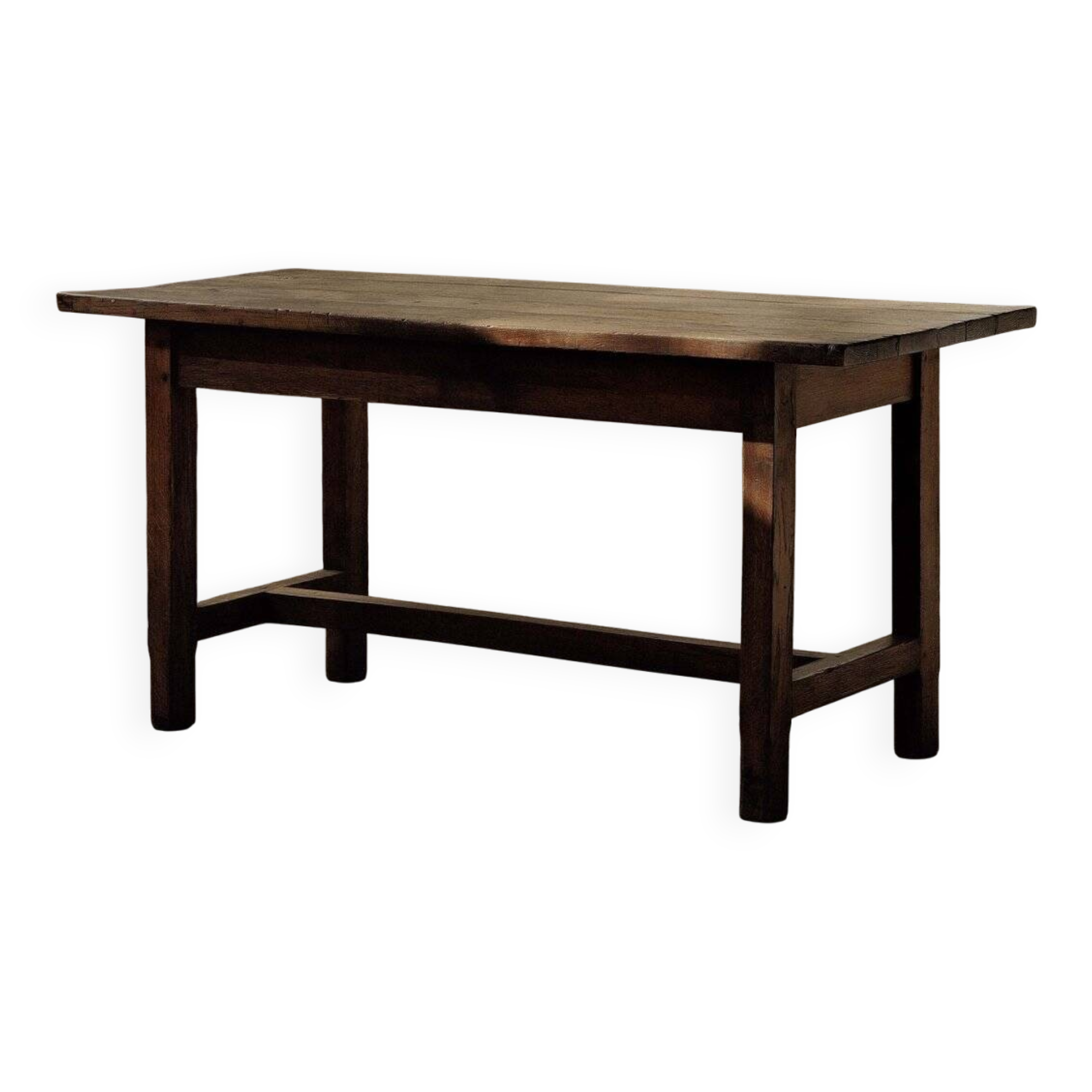 Handcrafted solid oak farmhouse table – France, 1950s
