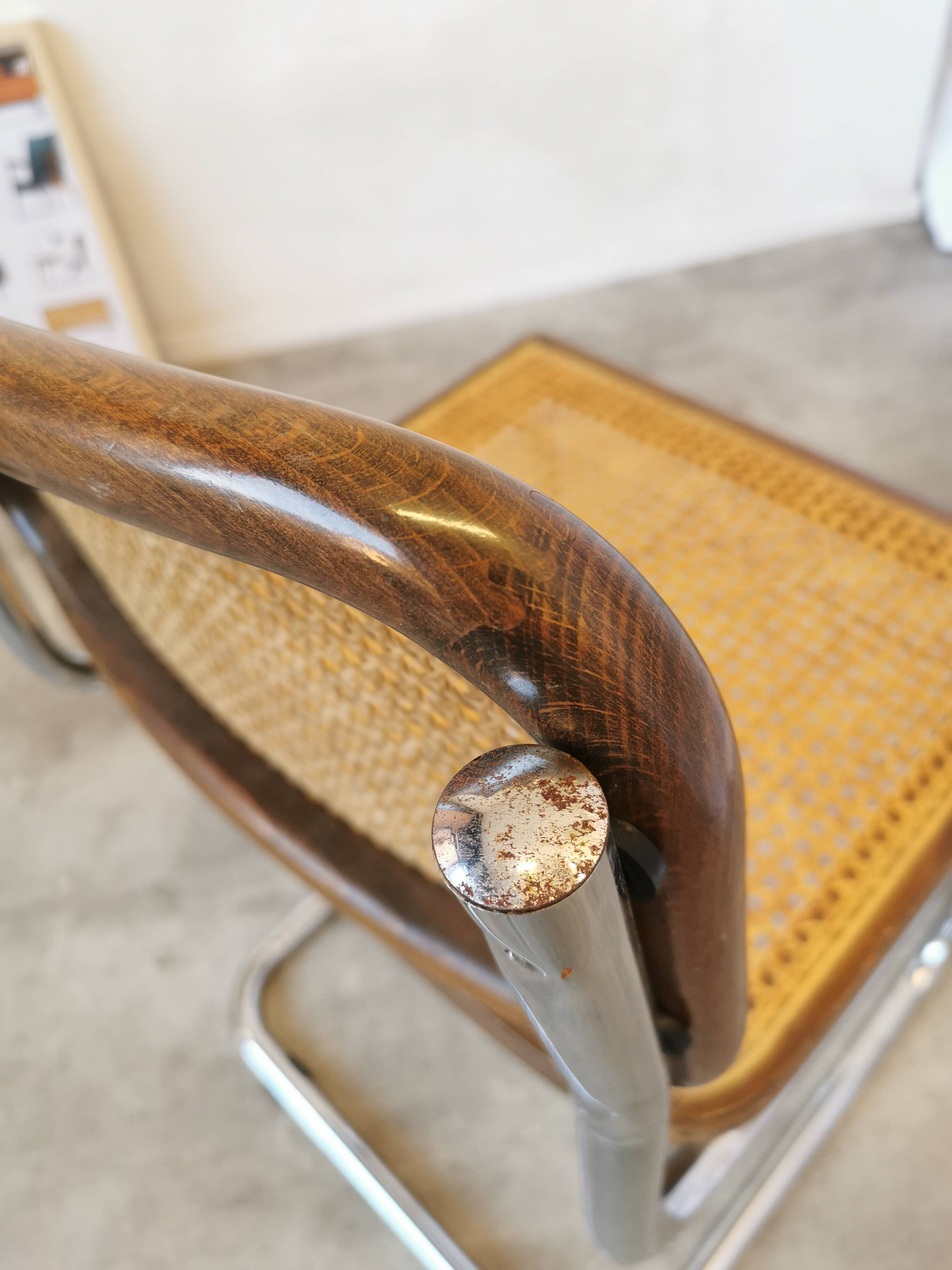 Vintage Cesca Cane Chair: 1970s Italian Mid-Century Modern Dining Office Ch