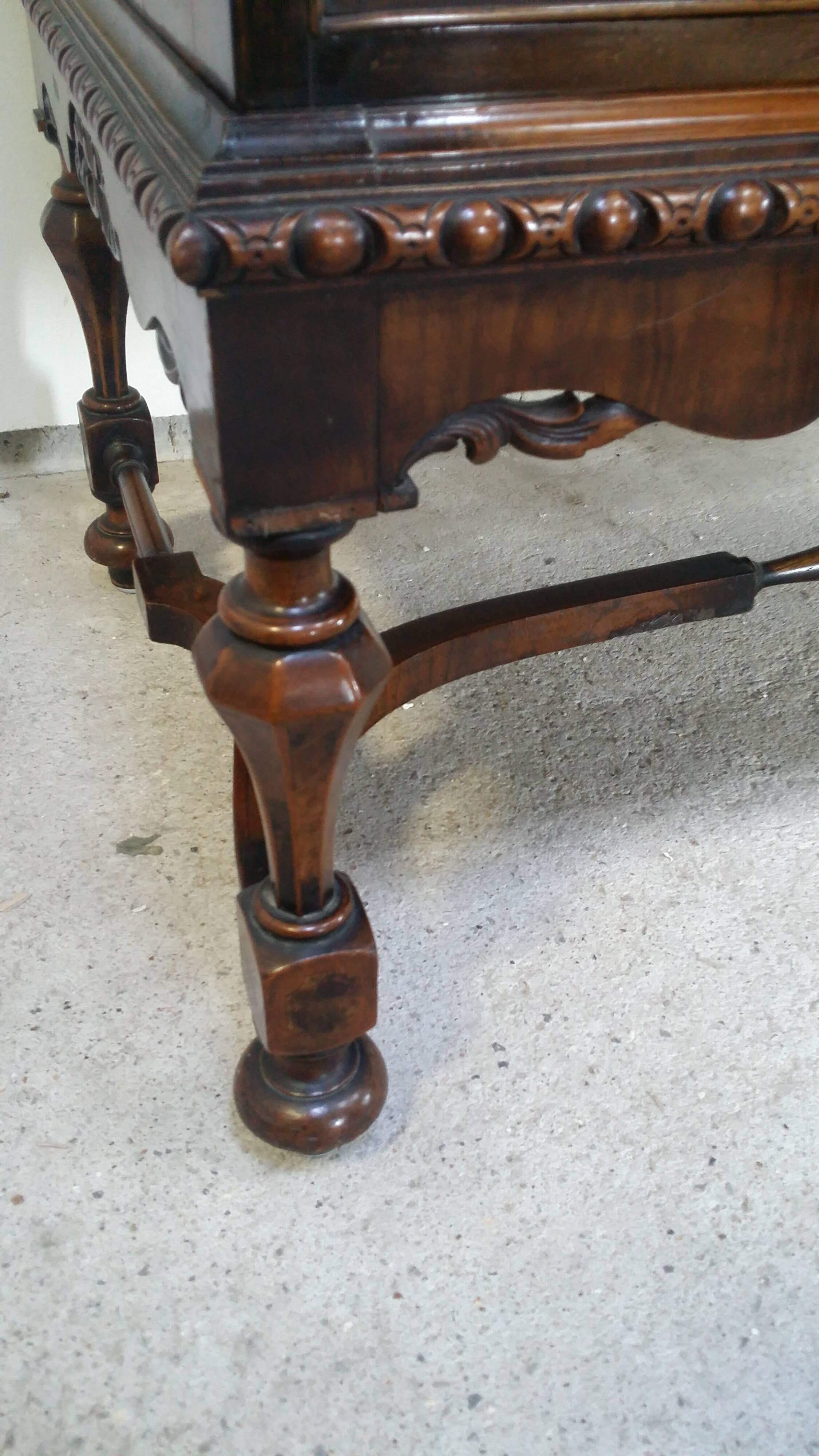 English burl walnut cabinet