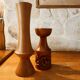 Pair of Scandinavian teak candle holders