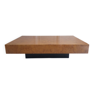 Table basse bois de loupe Jean Claude Mahey Roche Bobois