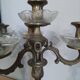 Pair of candelabra candle holders in bronze and glass louis xvi