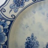 Assiette ancienne hollandaise, décor moulin bleu, delft vp 220, vintage, assiette décorative de collection, assiette de dessert, pays-bas