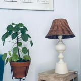 Large turned white wooden lamp