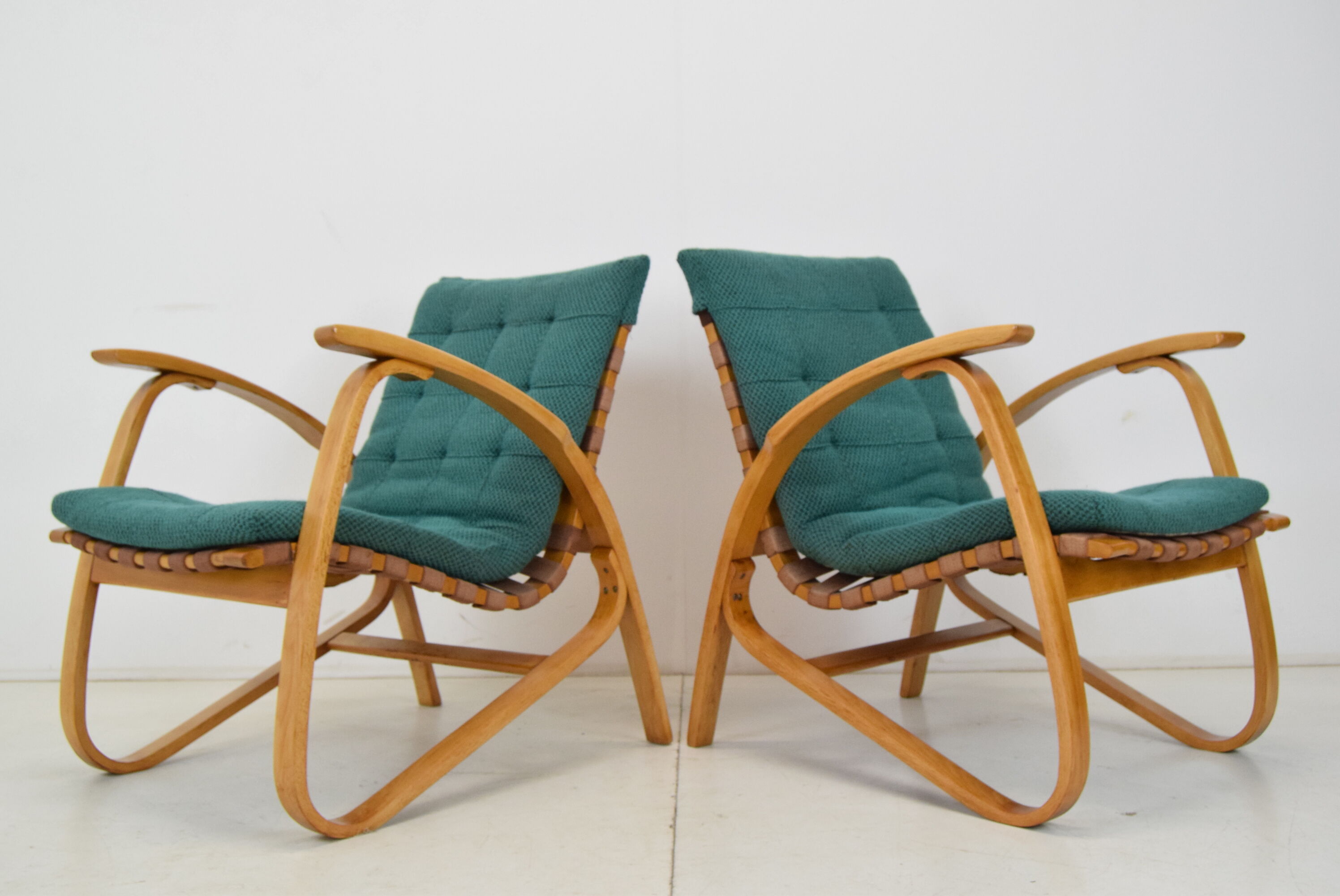 Pair of Bent Beechwood Armchairs,Design Jan Vaněk,1930's.