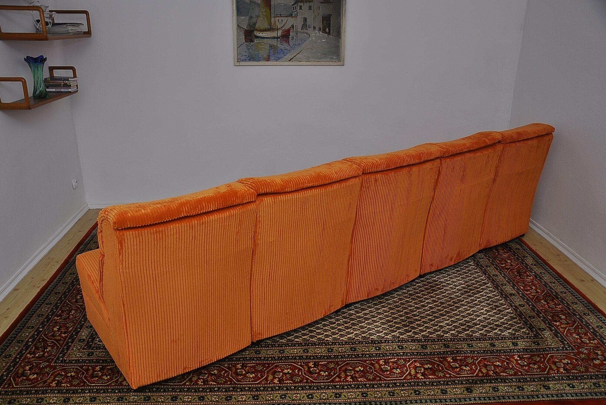Orange Corduroy Modular Sofa, 1970s, Set of 5