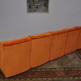Orange Corduroy Modular Sofa, 1970s, Set of 5