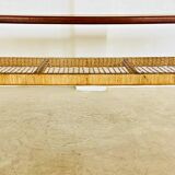 Vintage Danish mid-century teak and rattan coffee table 1960s