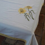 Nappe coton couleur ivoire motif tournesol