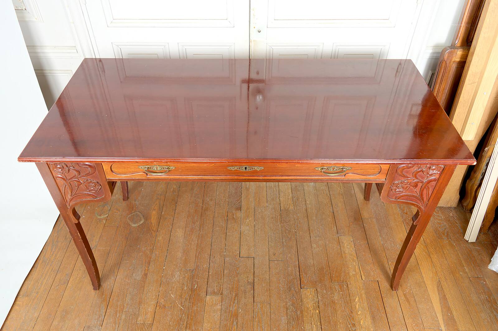 Art Nouveau / Jugendstil Desk, Carved Mahogany, Germany, Circa 1910