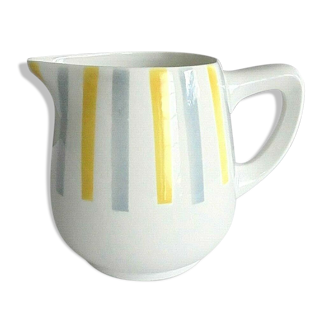 Ceramic water pot sarreguemines etoile patterns gray and yellow stripes service etoile