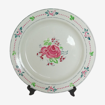 Big dish Boch Brothers fausta ancient rose flowers green stencil