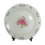 Plat Boch Frères Fausta ancien rose fleurs vert au pochoir