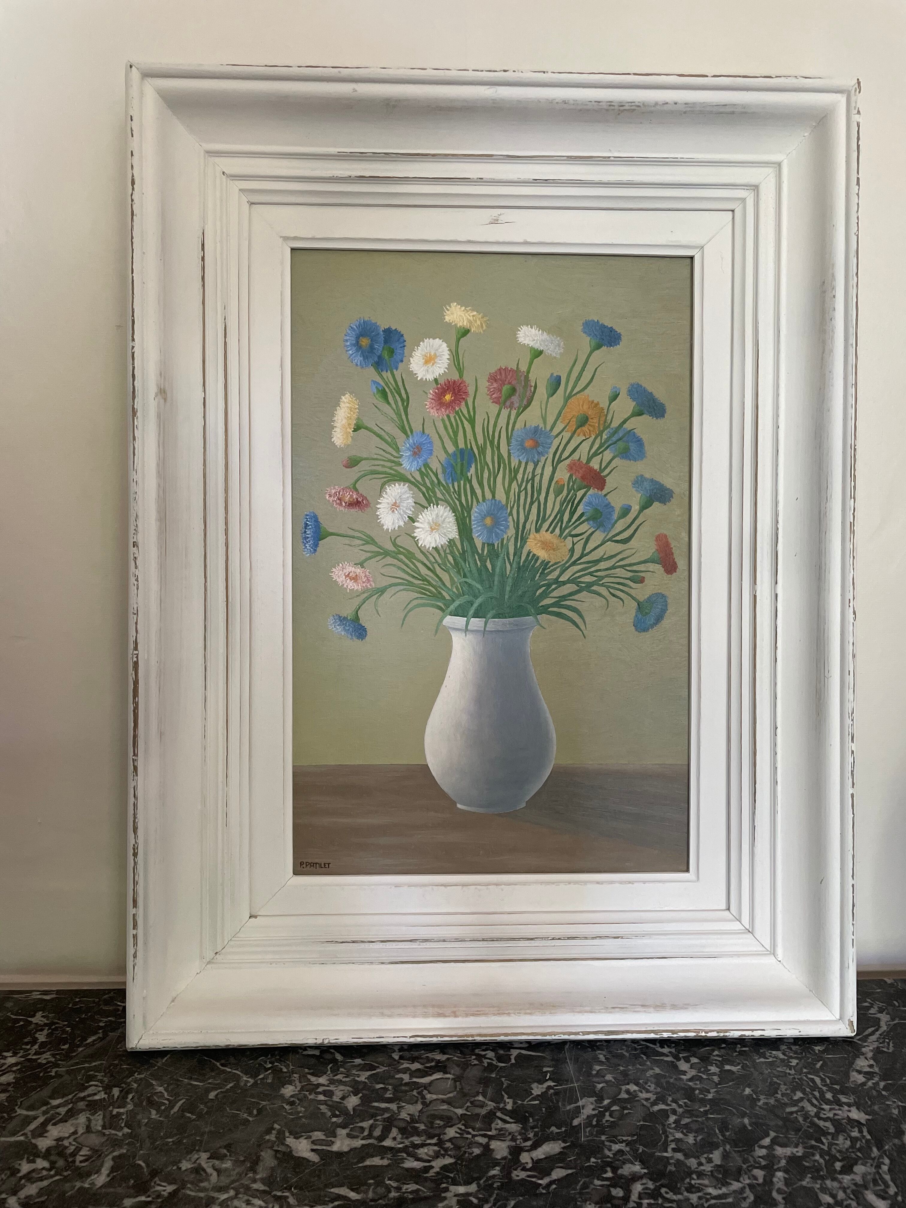 Tableau ancien bouquet de pâquerettes