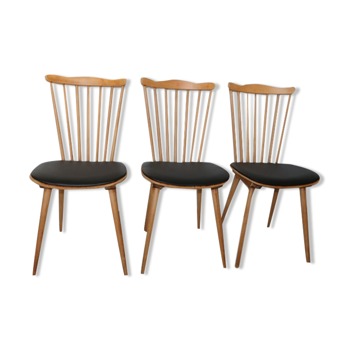 3 chairs Baumann V5 skaï black light beech