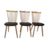 3 chairs Baumann V5 skaï black light beech