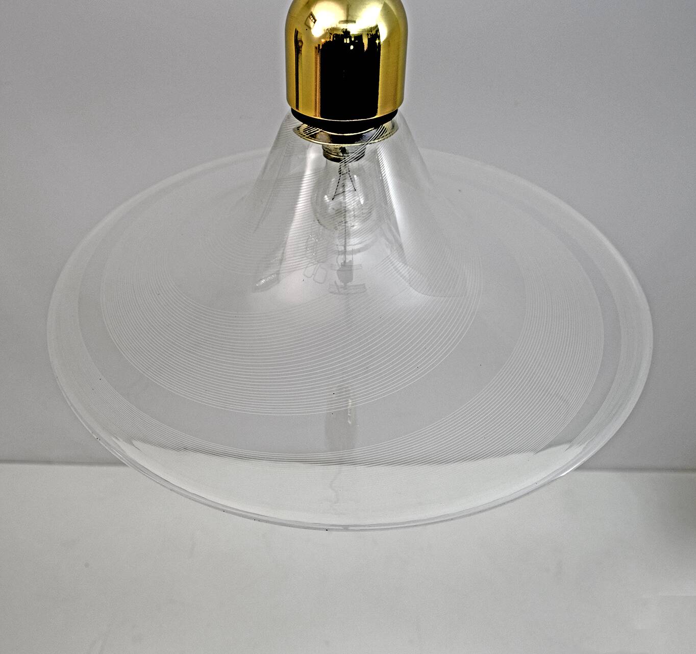 Mid-Century Modern Italian Murano Spiral Glass Pendant Lamp, 1970s