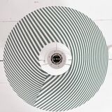Earthenware lamp and striped lampshade
