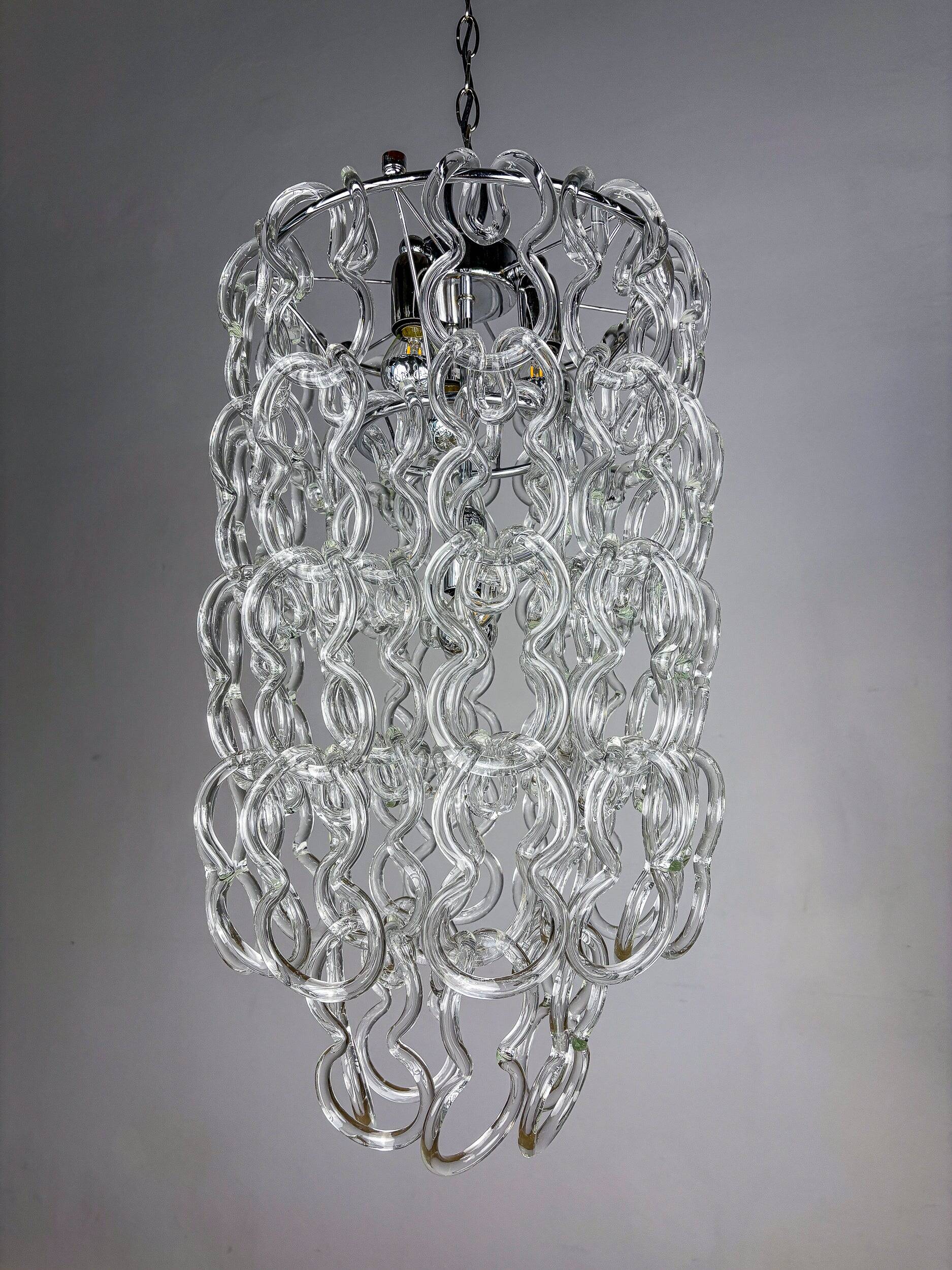 Giogali chandelier by Angelo Mangiarotti for Vistosi, Murano glass, Italy 1960s