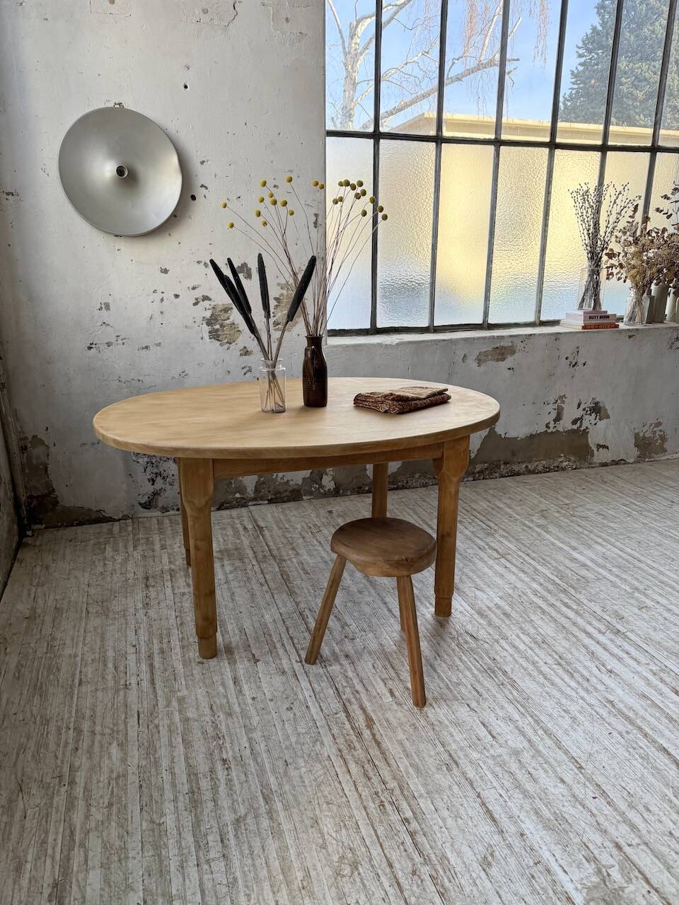 Oval farmhouse table oak 1960